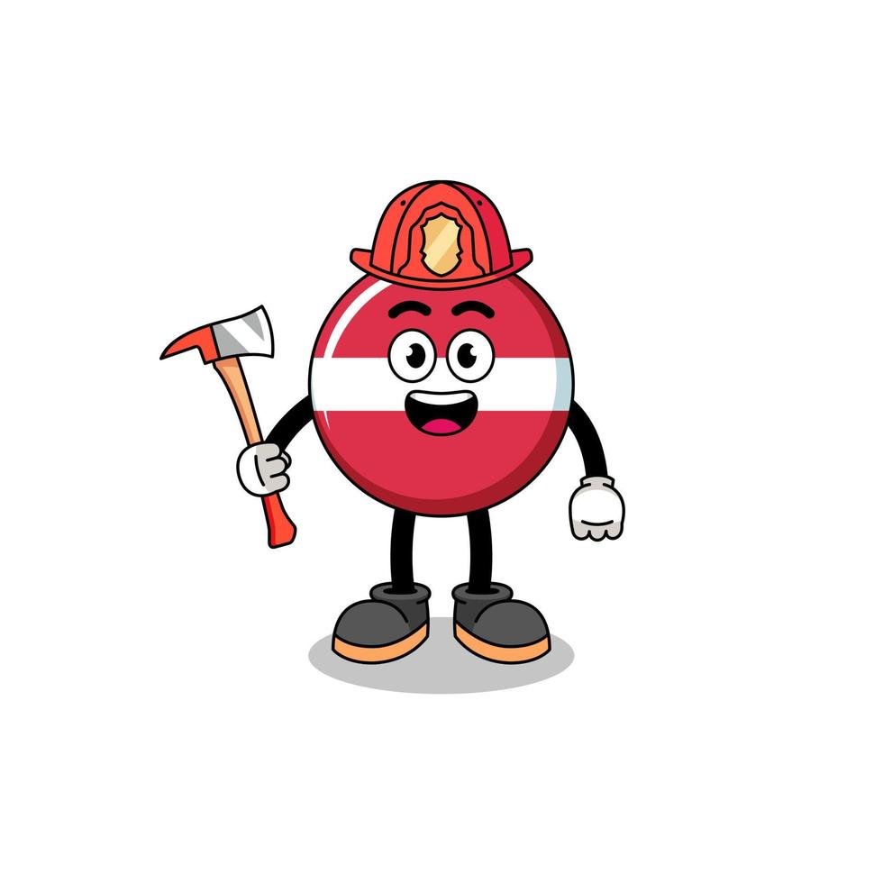 Cartoon mascot of latvia flag firefighter vector