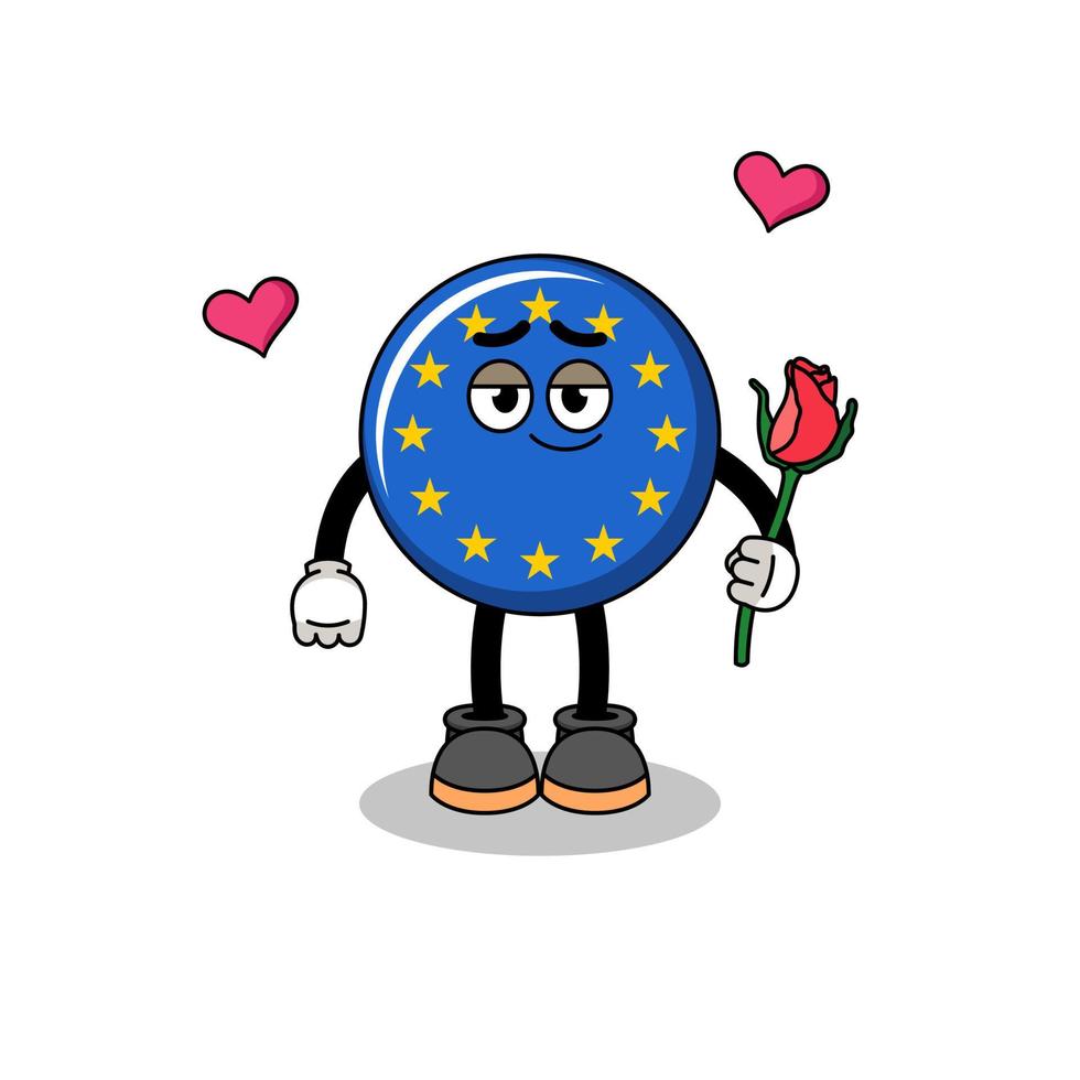 europe flag mascot falling in love vector