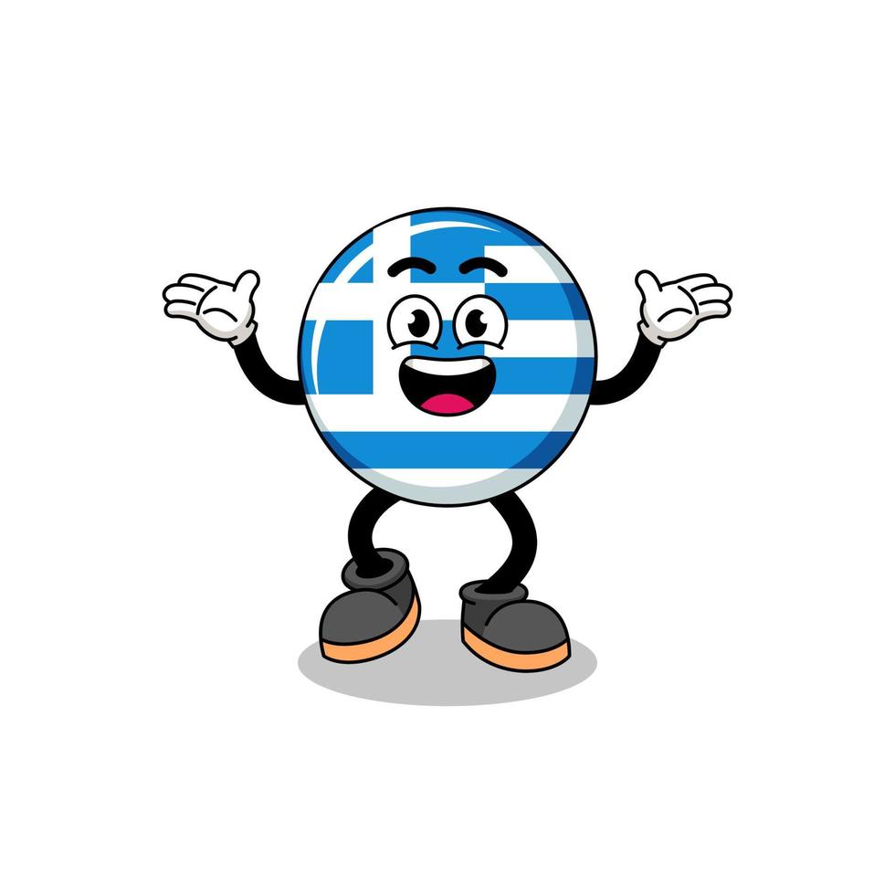 greece flag cartoon searching with happy gesture vector