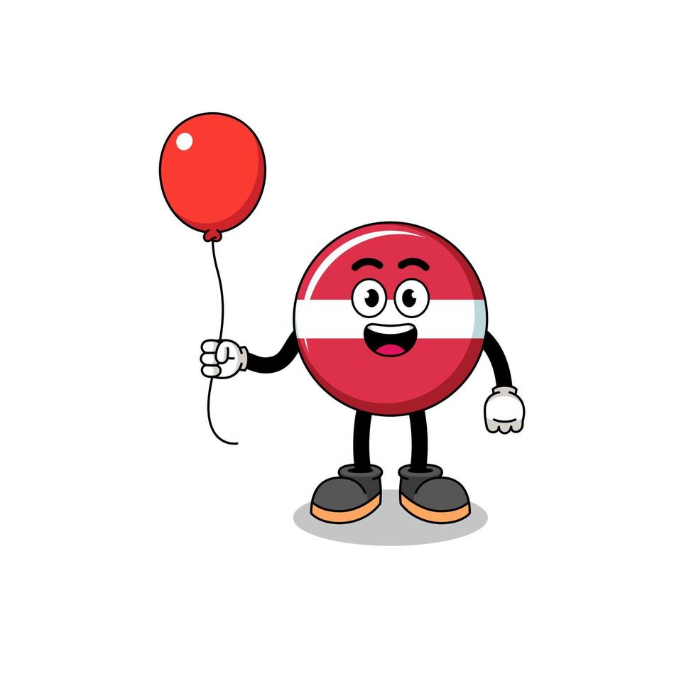 Cartoon of latvia flag holding a balloon vector