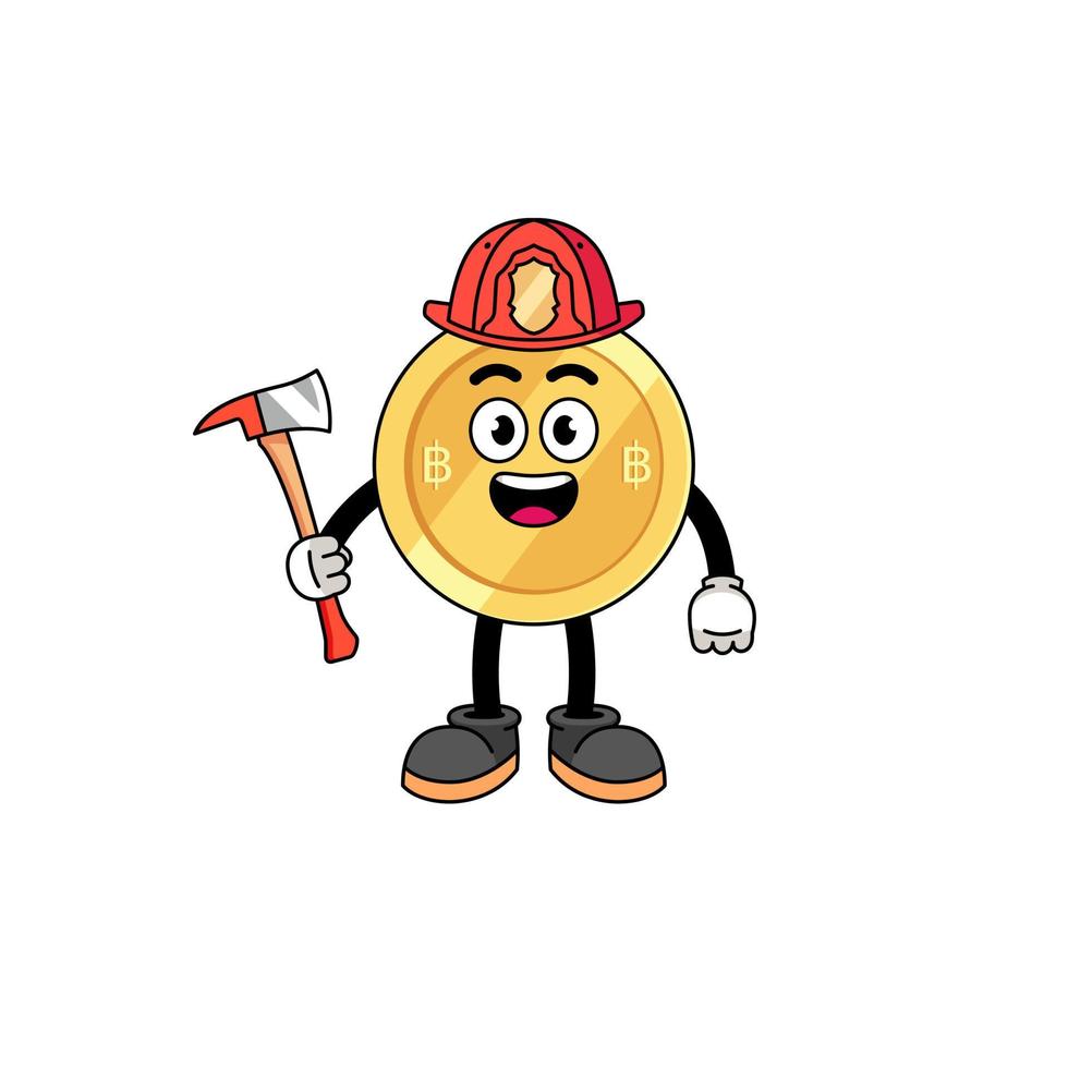 Cartoon mascot of thai baht firefighter vector