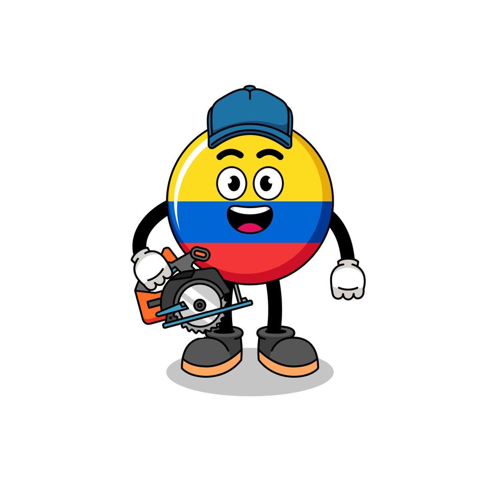 Cartoon Illustration of colombia flag as a woodworker vector