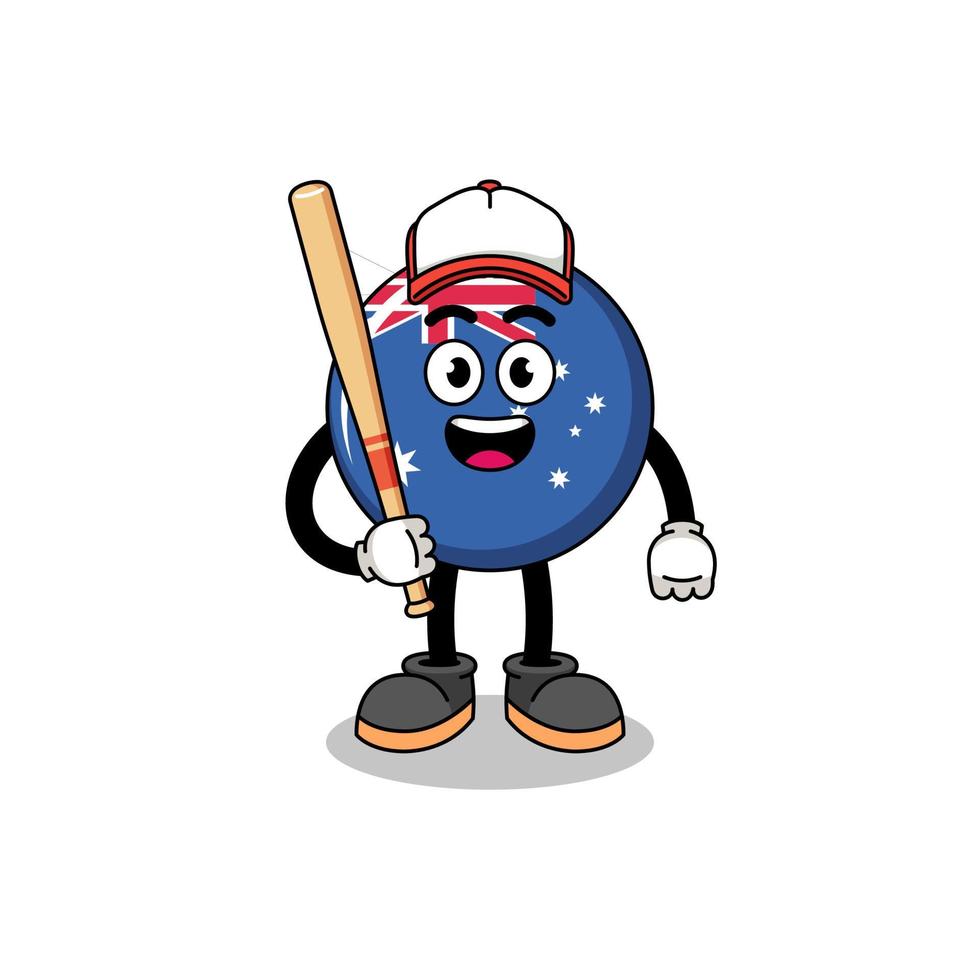 australia flag mascot cartoon as a baseball player vector