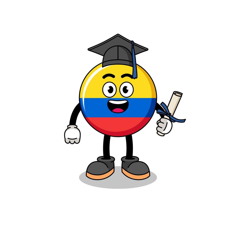 colombia flag mascot with graduation pose vector