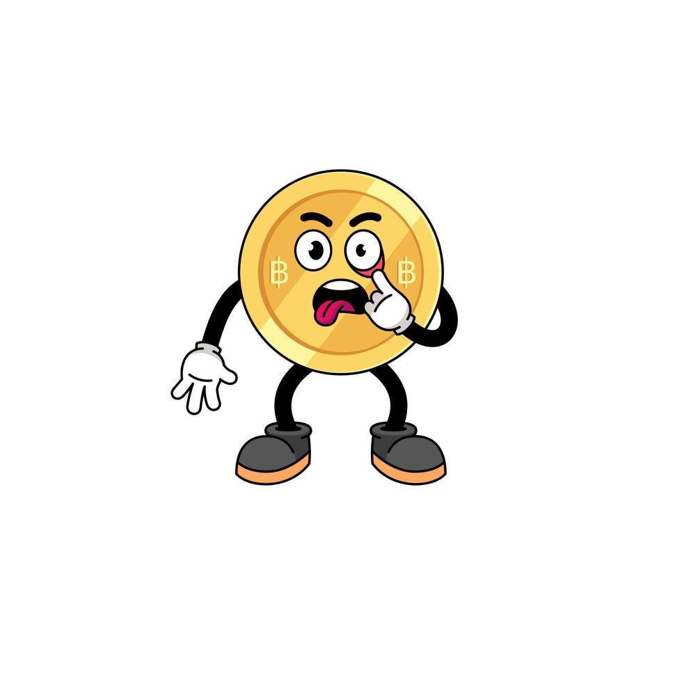 Character Illustration of thai baht with tongue sticking out vector