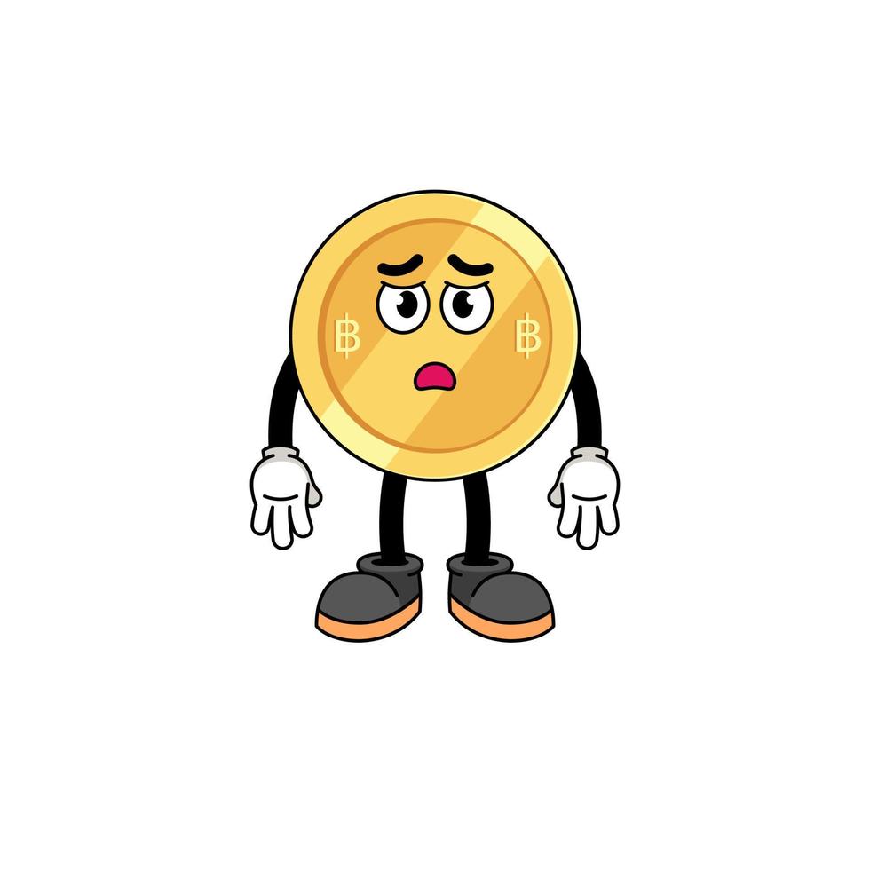 thai baht cartoon illustration with sad face vector