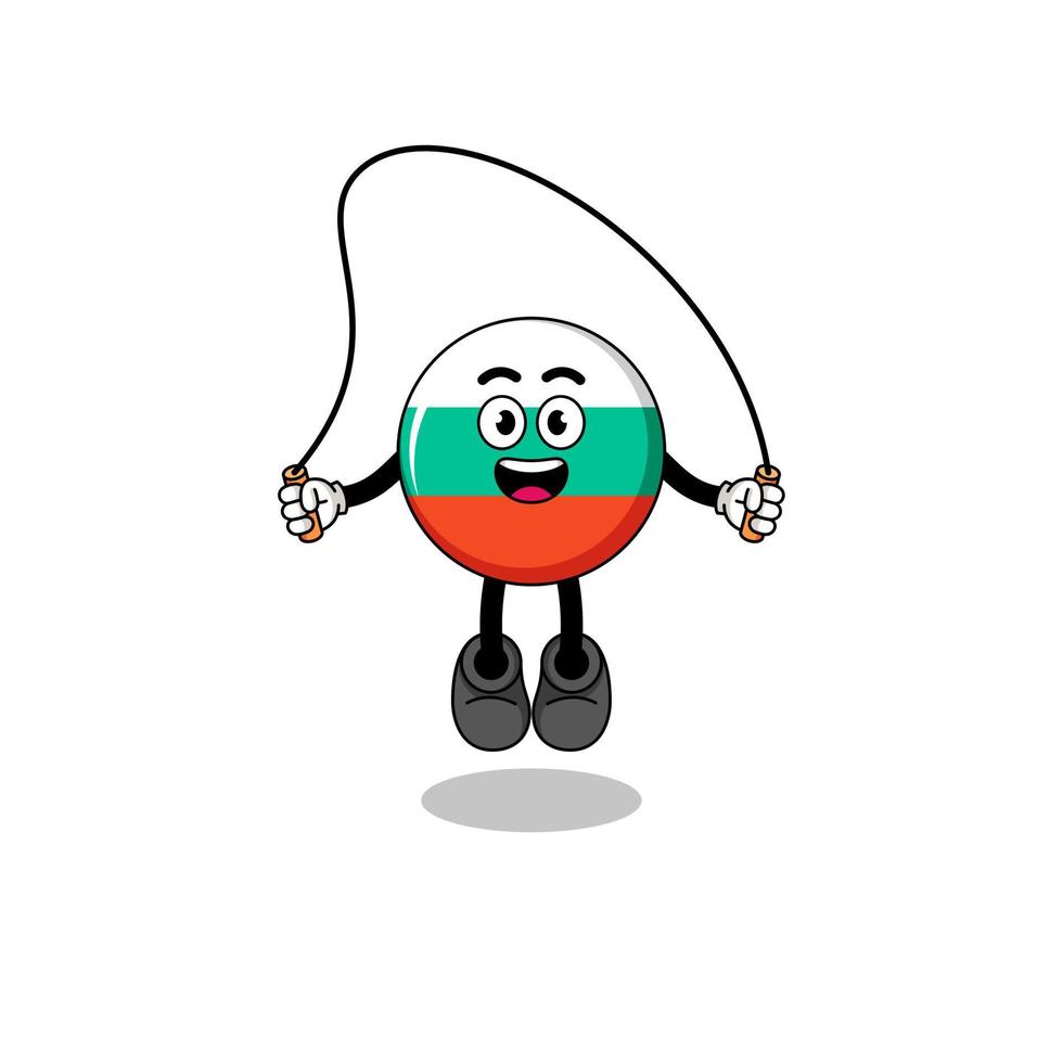 bulgaria flag mascot cartoon is playing skipping rope vector
