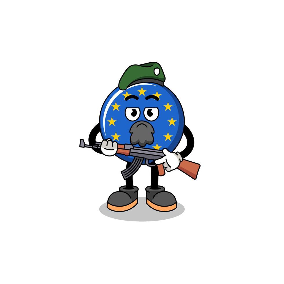 Character cartoon of europe flag as a special force vector