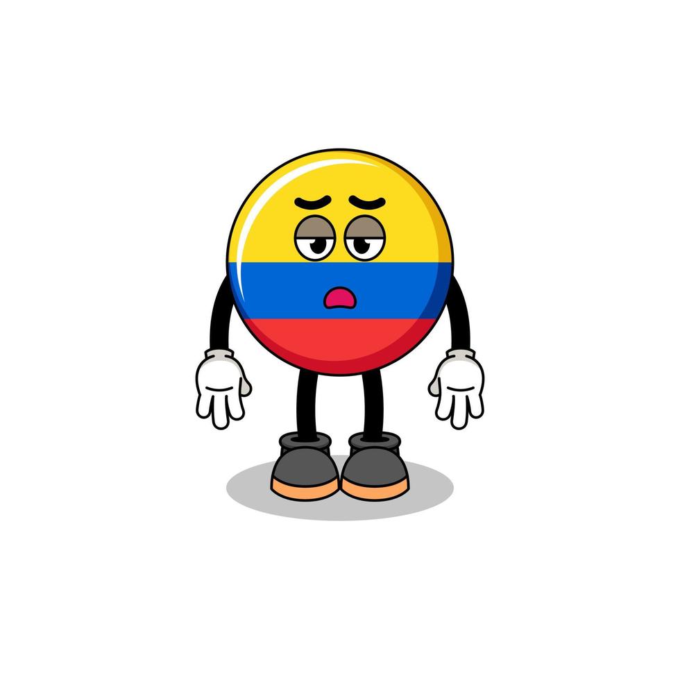colombia flag cartoon with fatigue gesture vector