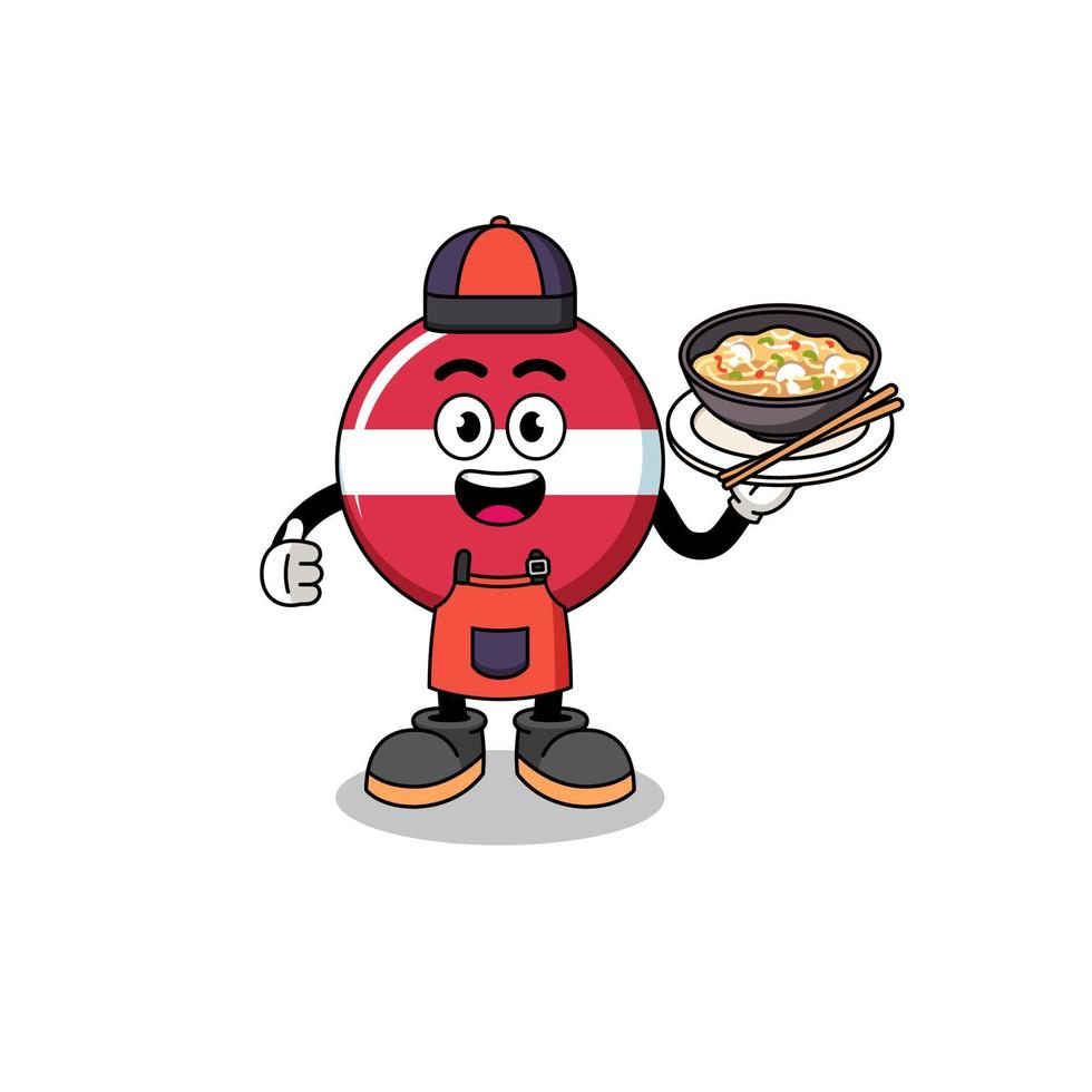 Illustration of latvia flag as an asian chef vector