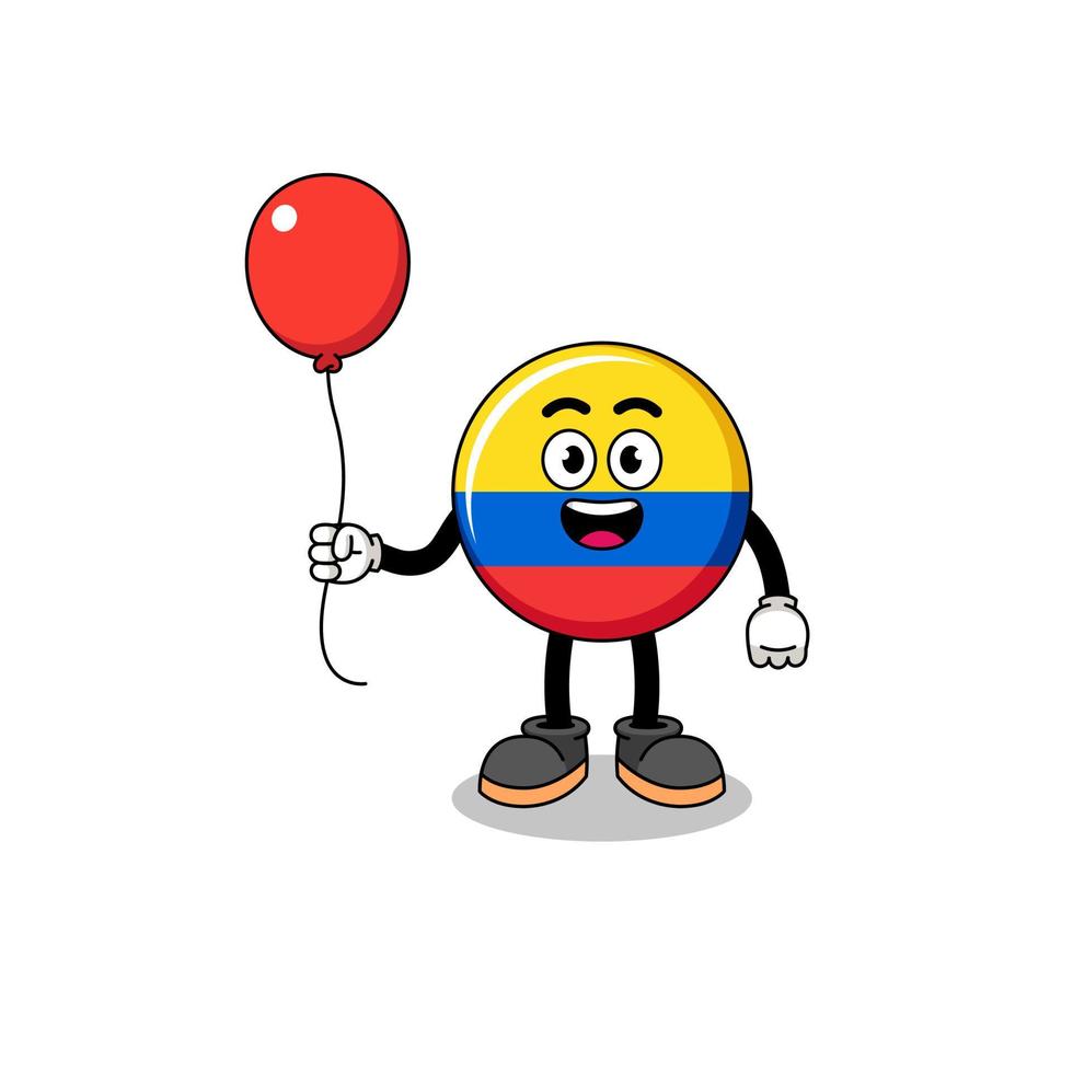 Cartoon of colombia flag holding a balloon vector