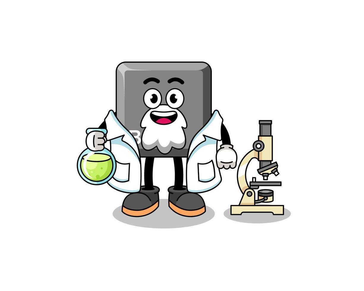 Mascot of keyboard B key as a scientist vector