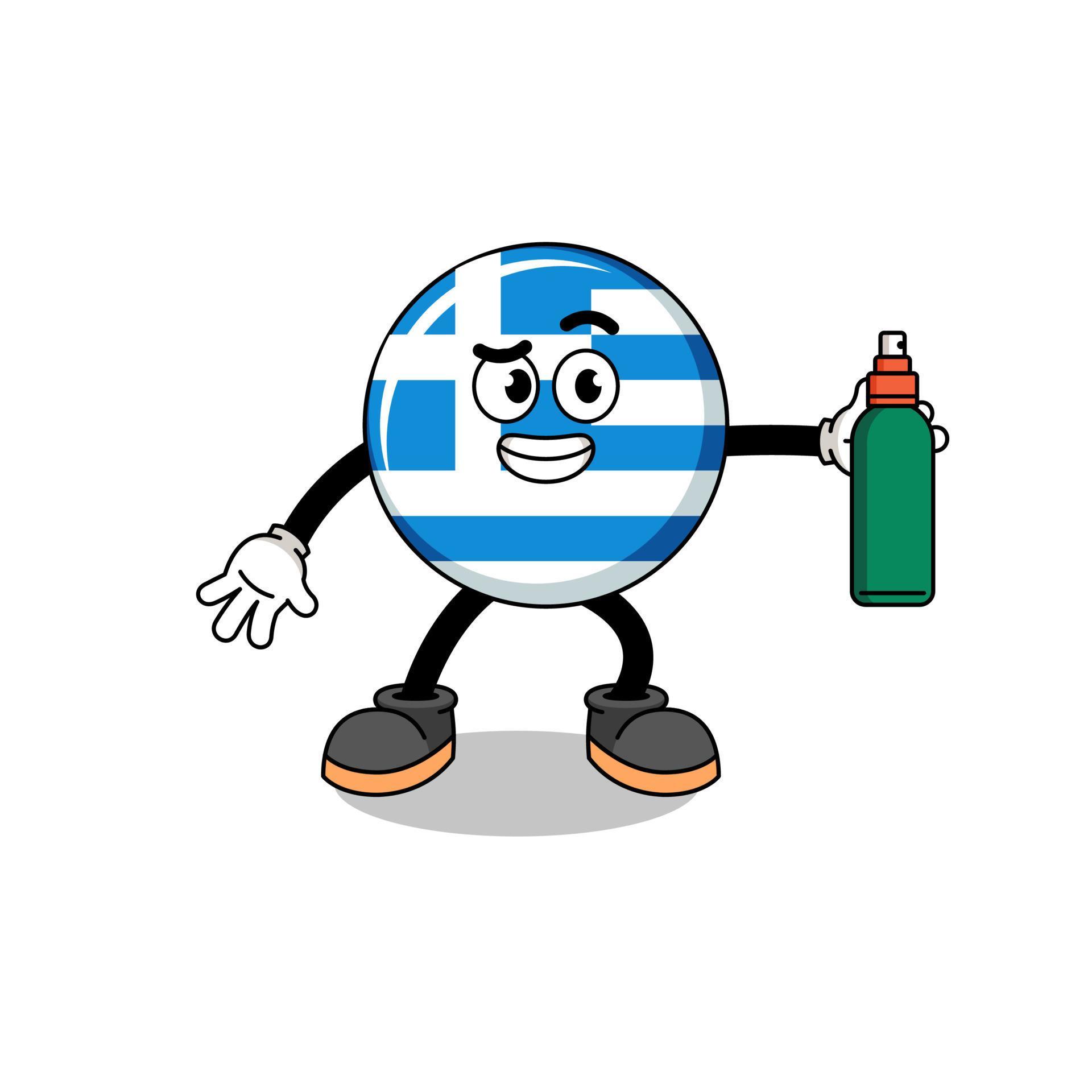 greece flag illustration cartoon holding mosquito repellent 15786256