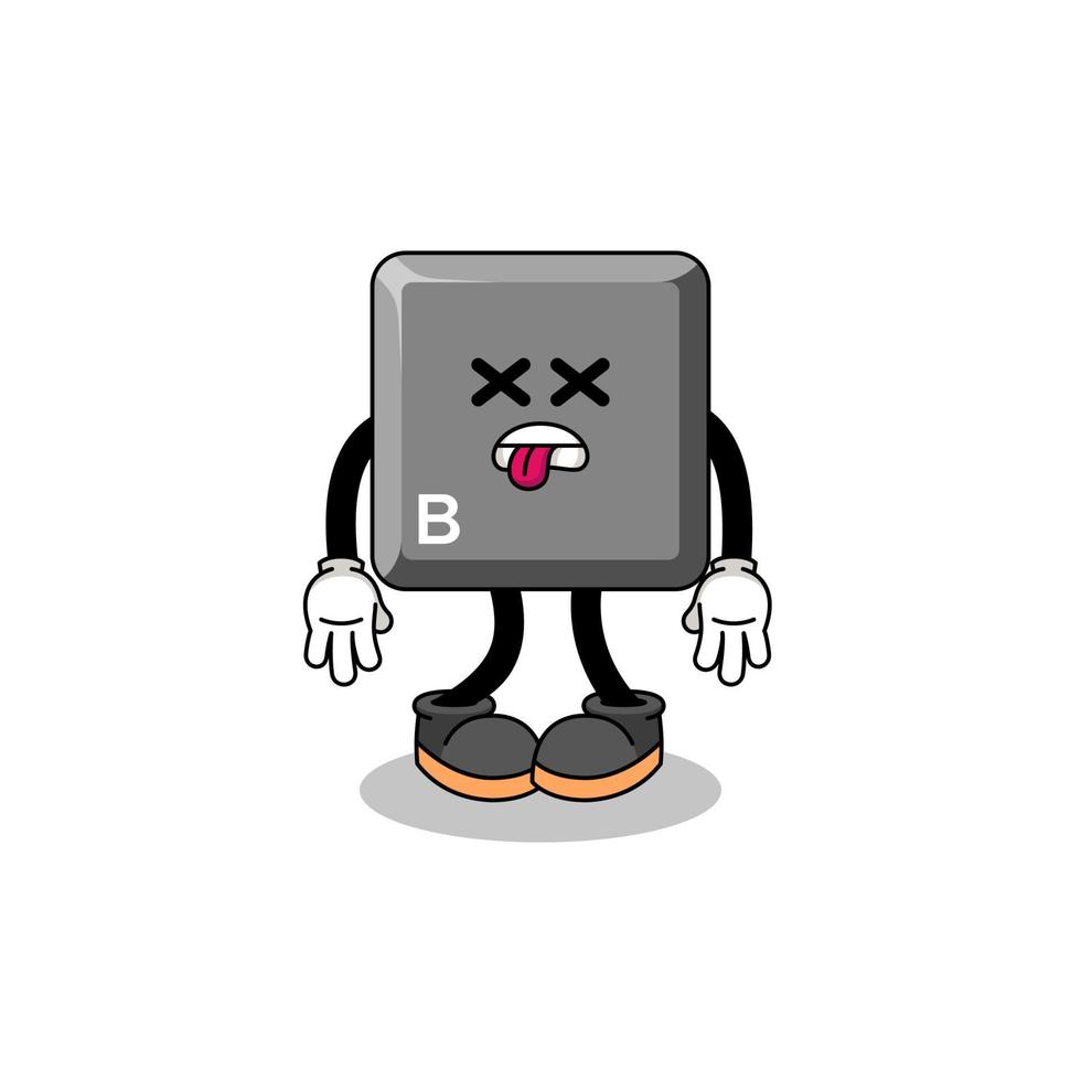 keyboard B key mascot illustration is dead vector