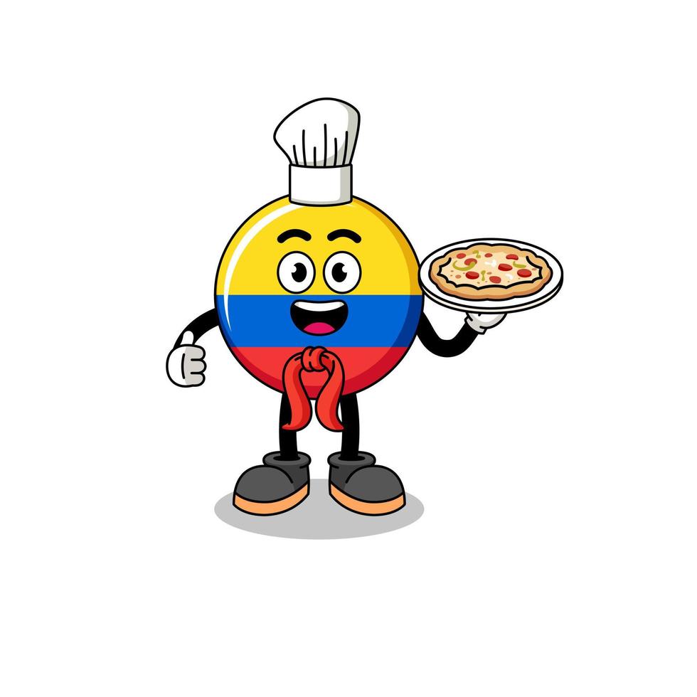 ilustración de la bandera de colombia como chef italiano vector