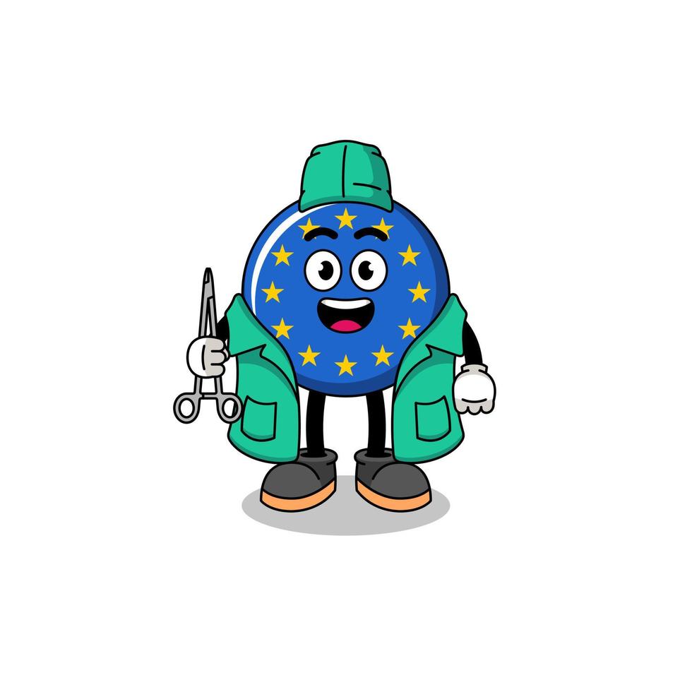 Illustration of europe flag mascot as a surgeon vector