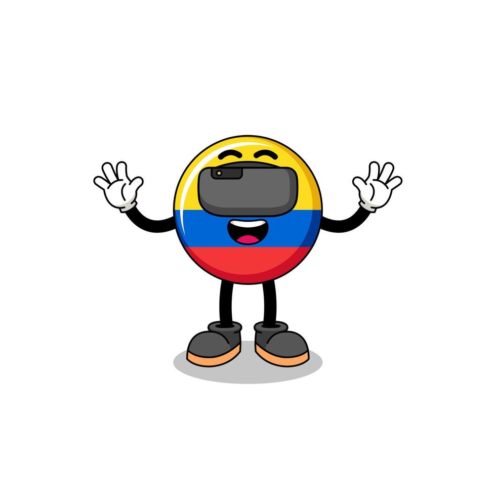 Illustration of colombia flag with a vr headset vector