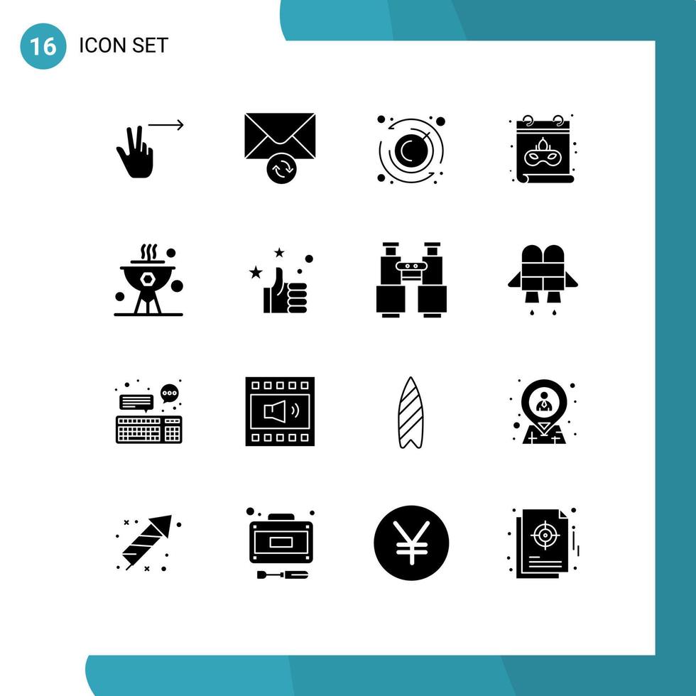 Stock Vector Icon Pack of 16 Line Signs and Symbols for hand dinner timer dish bbq Editable Vector Design Elements