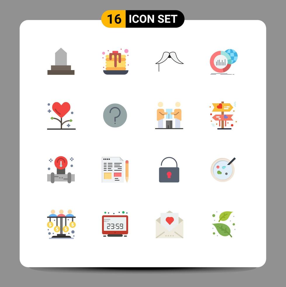 Pack of 16 Modern Flat Colors Signs and Symbols for Web Print Media such as disease world hipster data big Editable Pack of Creative Vector Design Elements
