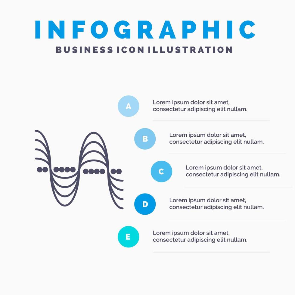 frecuencia hertz tono presión sonido sólido icono infografía 5 pasos presentación antecedentes vector