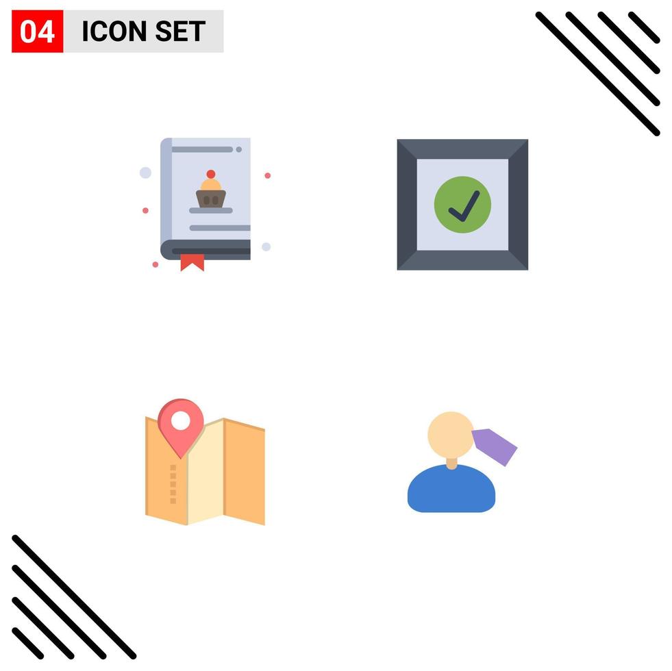Universal Icon Symbols Group of 4 Modern Flat Icons of baking tag box location mane Editable Vector Design Elements