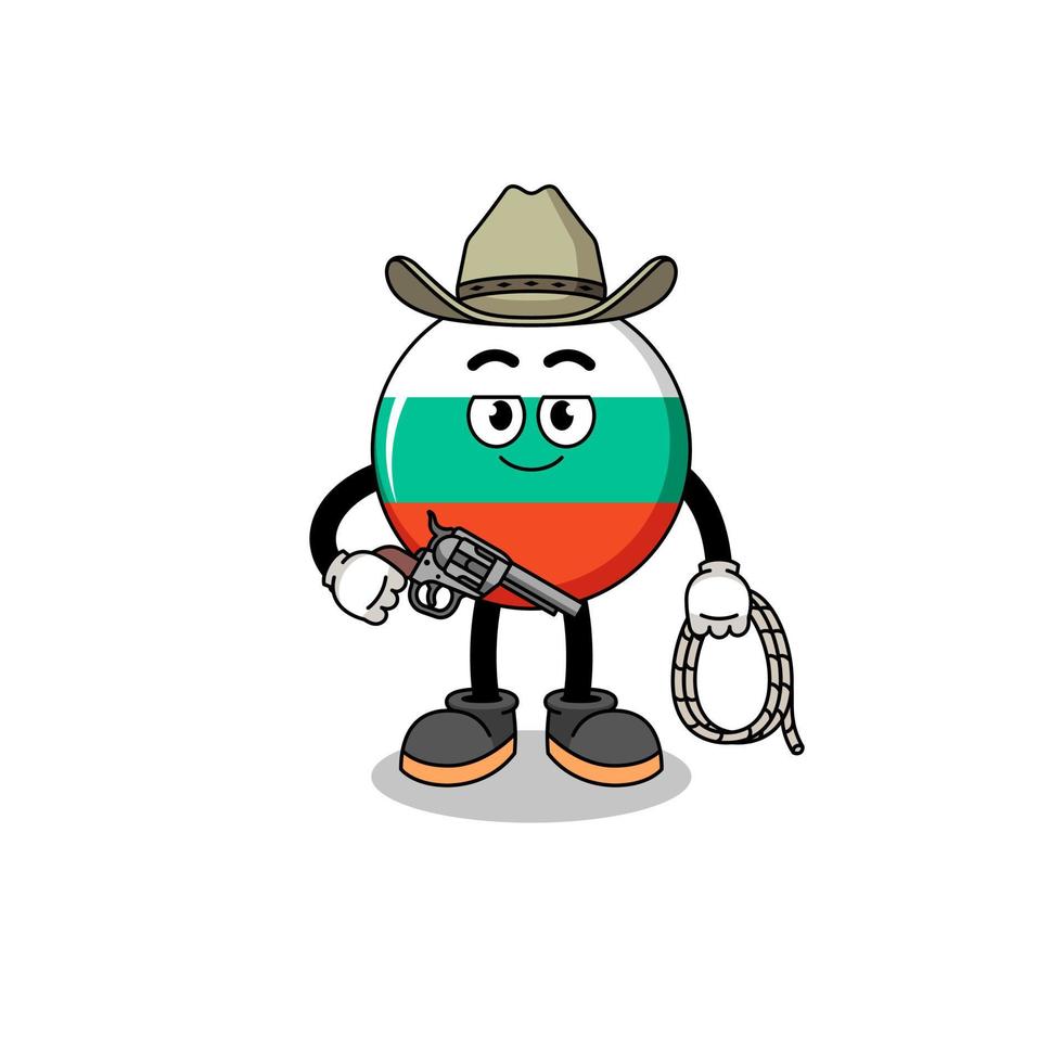 mascota del personaje de la bandera de bulgaria como un vaquero vector