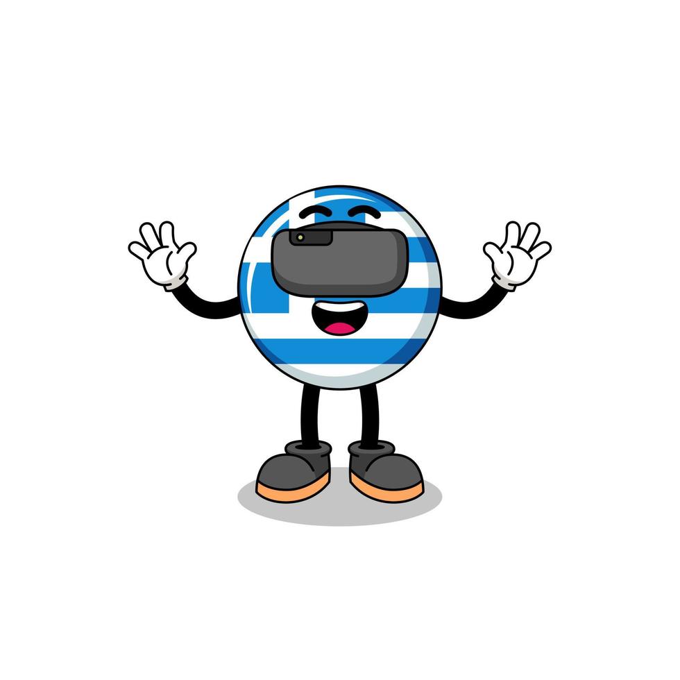 Illustration of greece flag with a vr headset vector