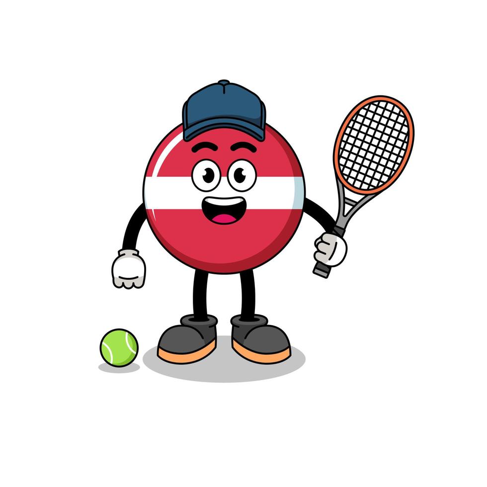 latvia flag illustration as a tennis player vector