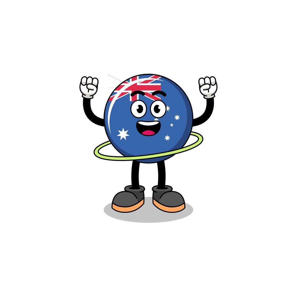 Character Illustration of australia flag playing hula hoop vector