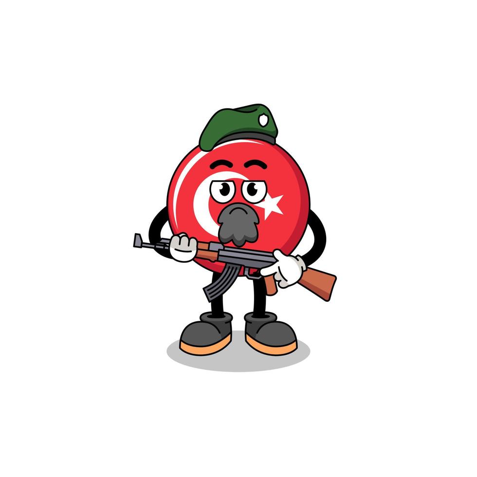 Character cartoon of turkey flag as a special force vector