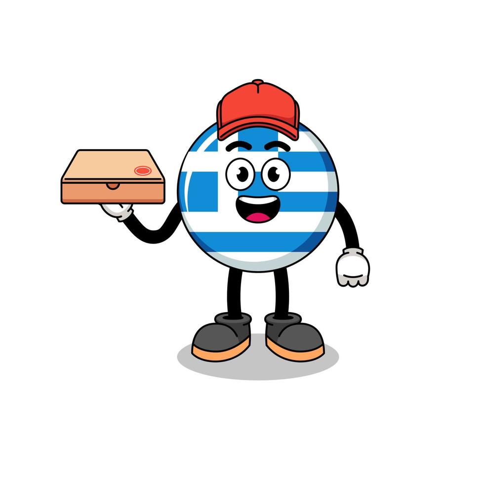 greece flag illustration as a pizza deliveryman vector