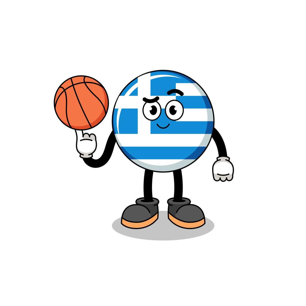 greece flag illustration as a basketball player vector