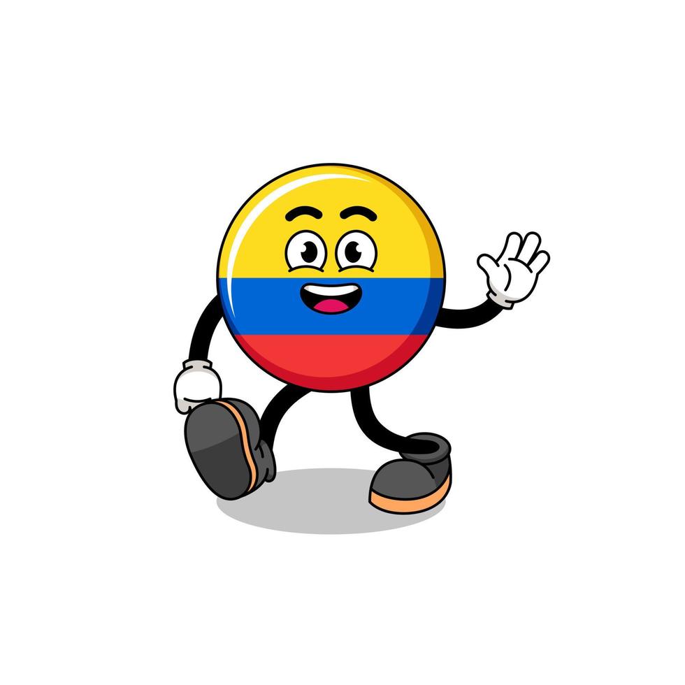 colombia flag cartoon walking vector