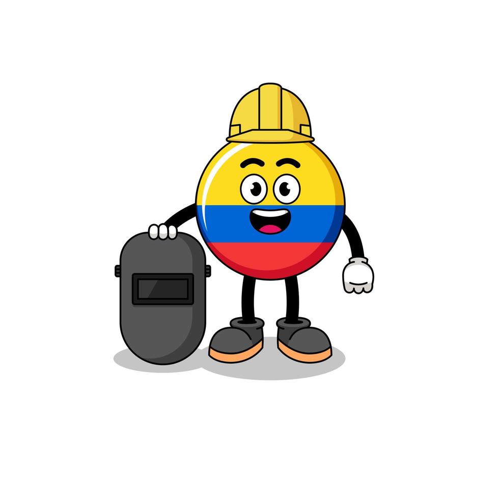 Mascot of colombia flag as a welder vector