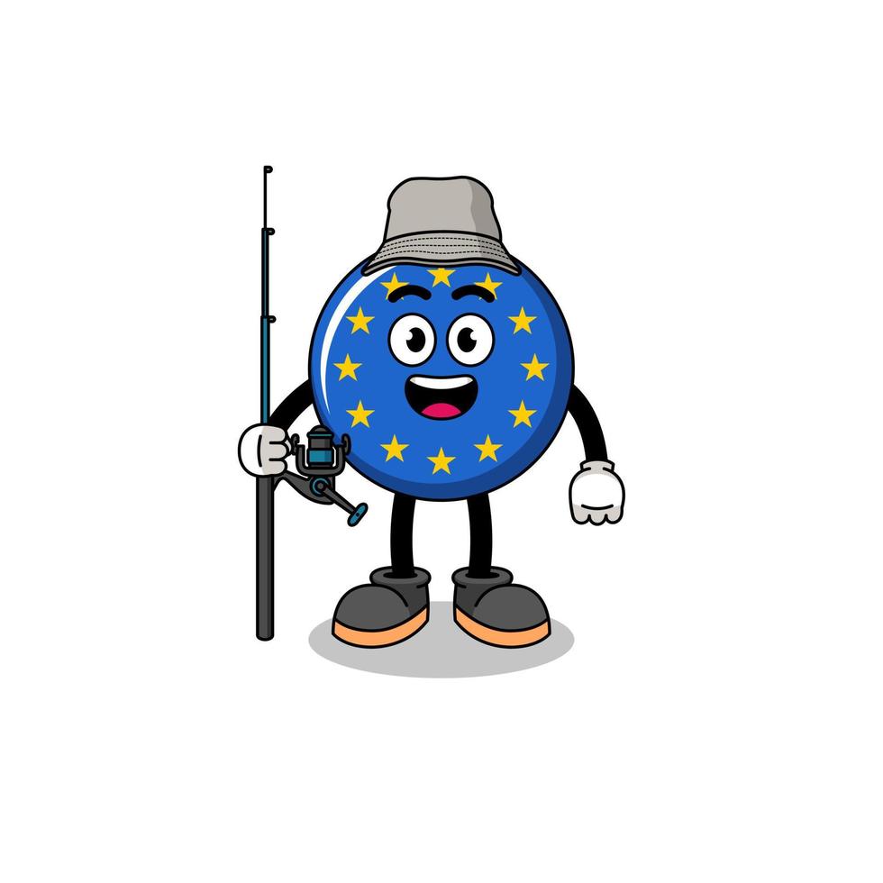 Mascot Illustration of europe flag fisherman vector