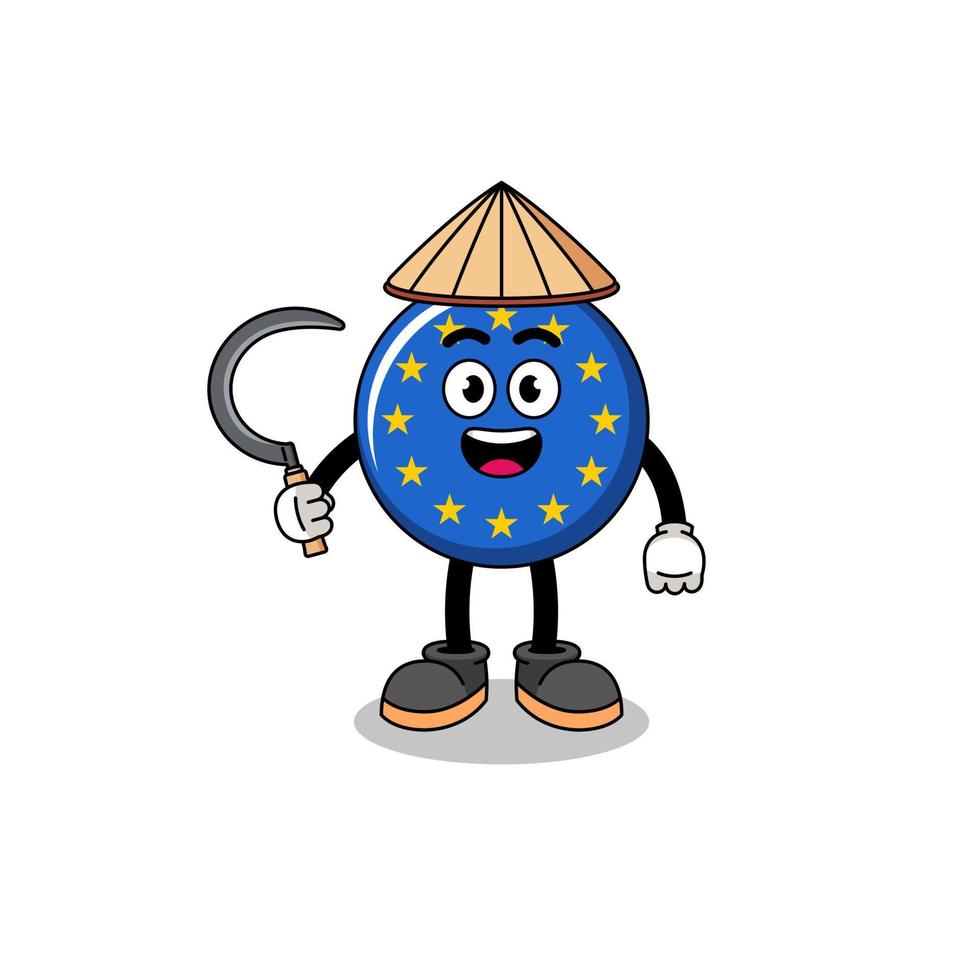 Illustration of europe flag as an asian farmer vector