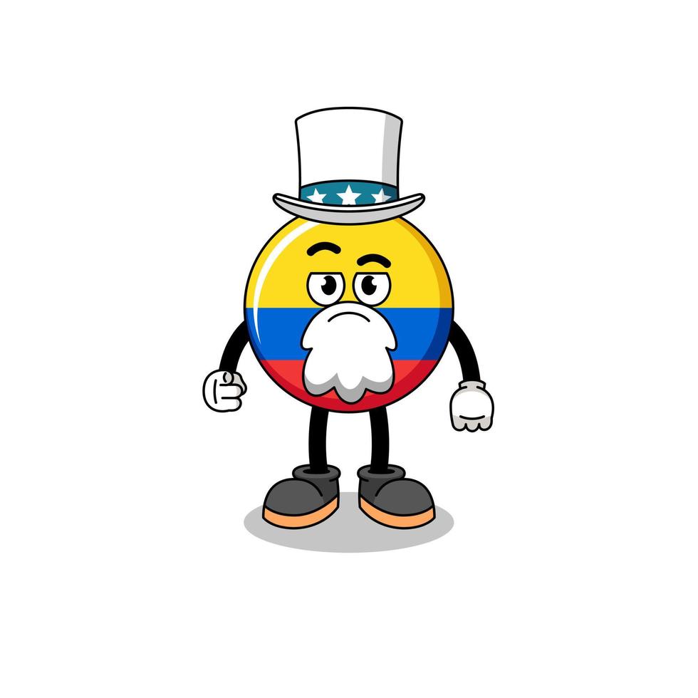 Illustration of colombia flag cartoon with i want you gesture vector