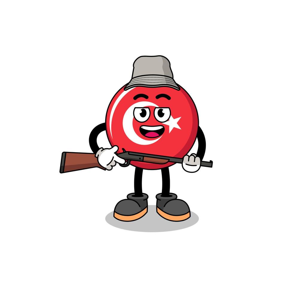 Cartoon Illustration of turkey flag hunter vector