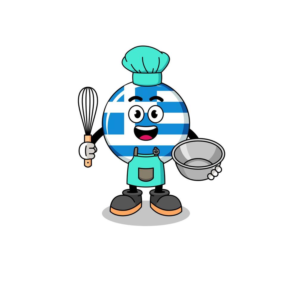 ilustración de la bandera de grecia como chef de panadería vector