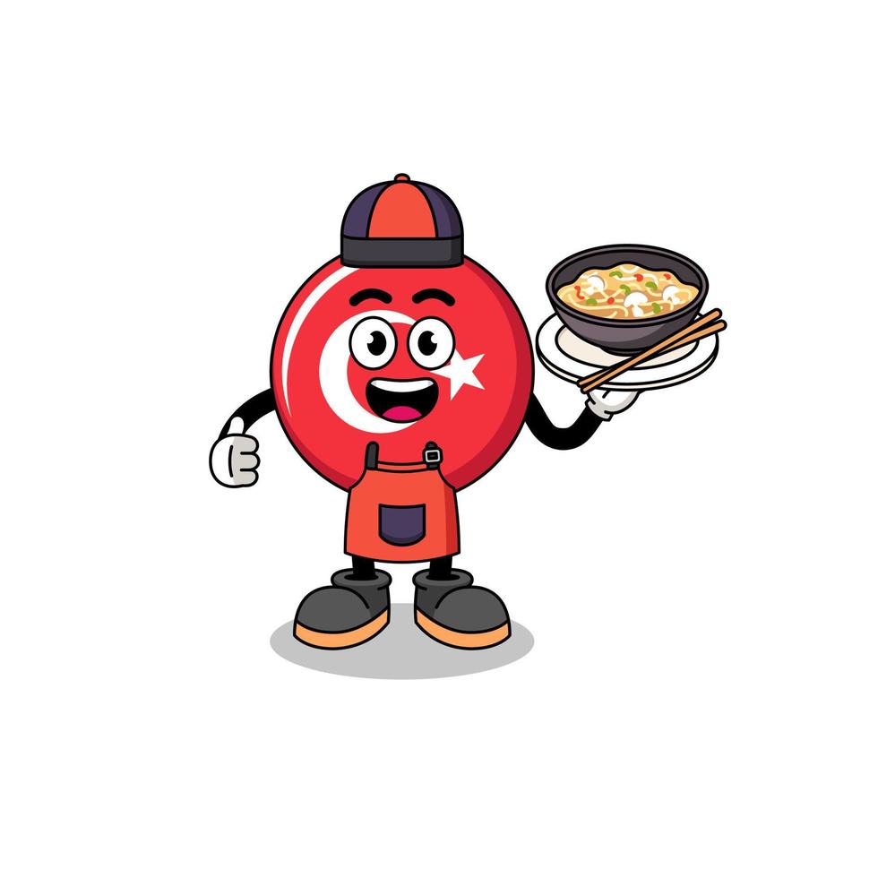 Illustration of turkey flag as an asian chef vector