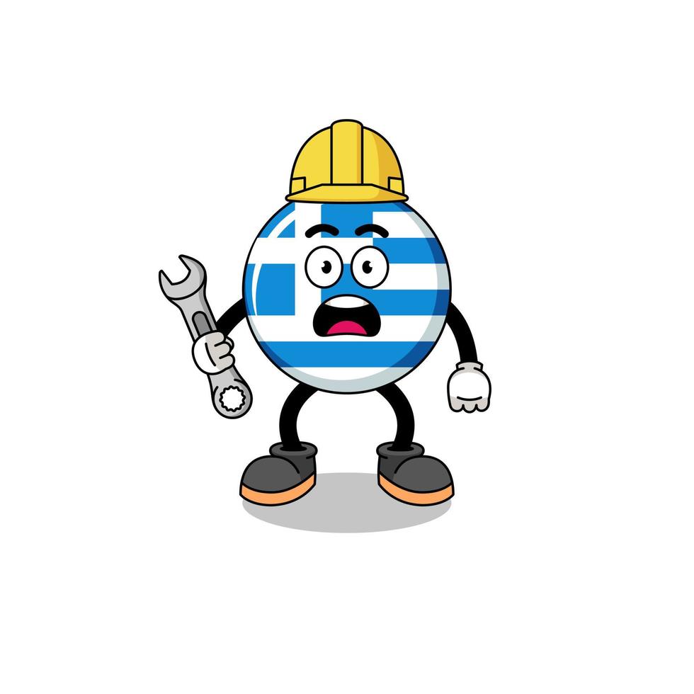 ilustración de personaje de bandera de grecia con error 404 vector