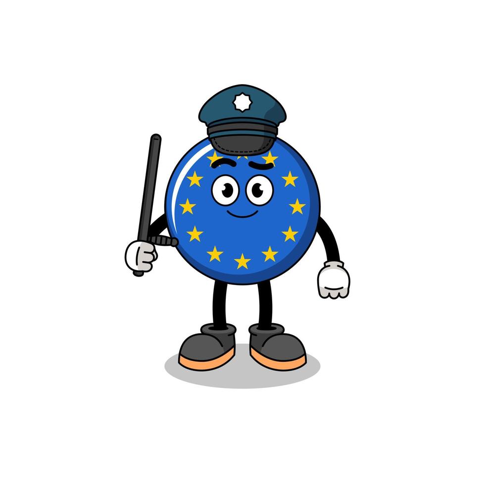 Cartoon Illustration of europe flag police vector