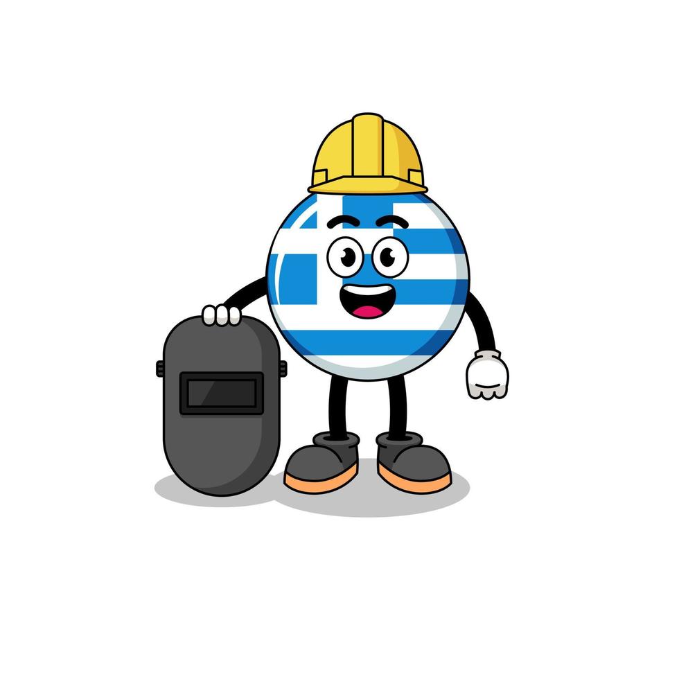 Mascot of greece flag as a welder vector