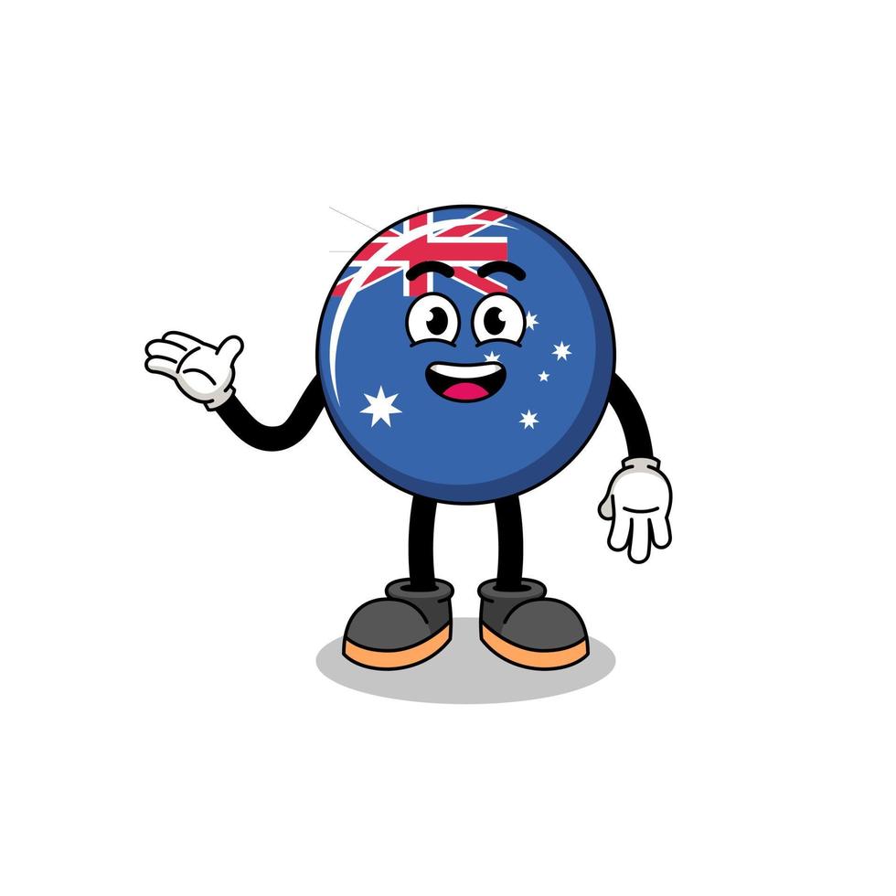 caricatura de la bandera de australia con pose de bienvenida vector