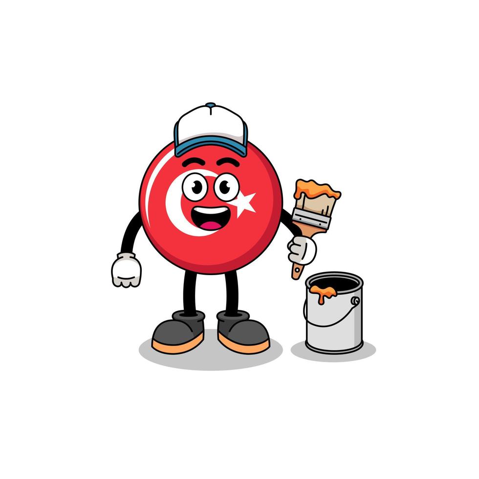 Character mascot of turkey flag as a painter vector