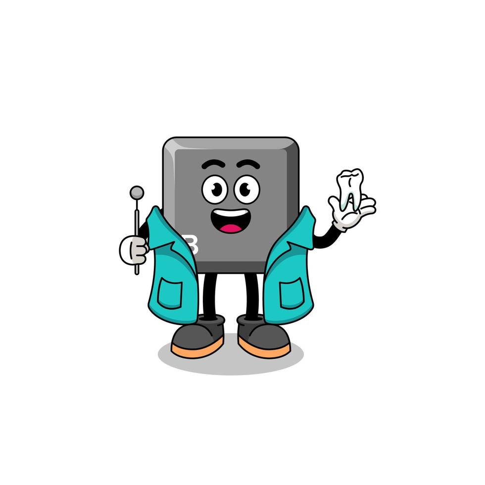 Illustration of keyboard B key mascot as a dentist vector