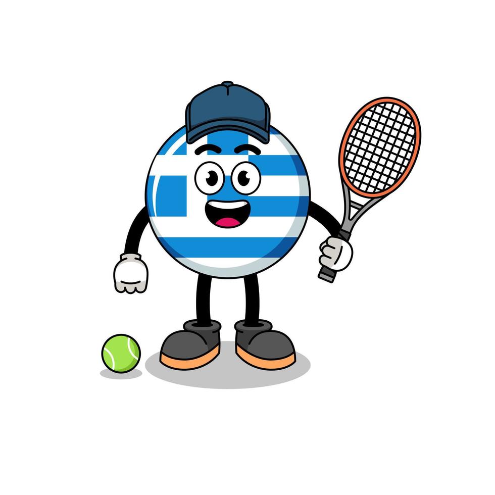 greece flag illustration as a tennis player vector