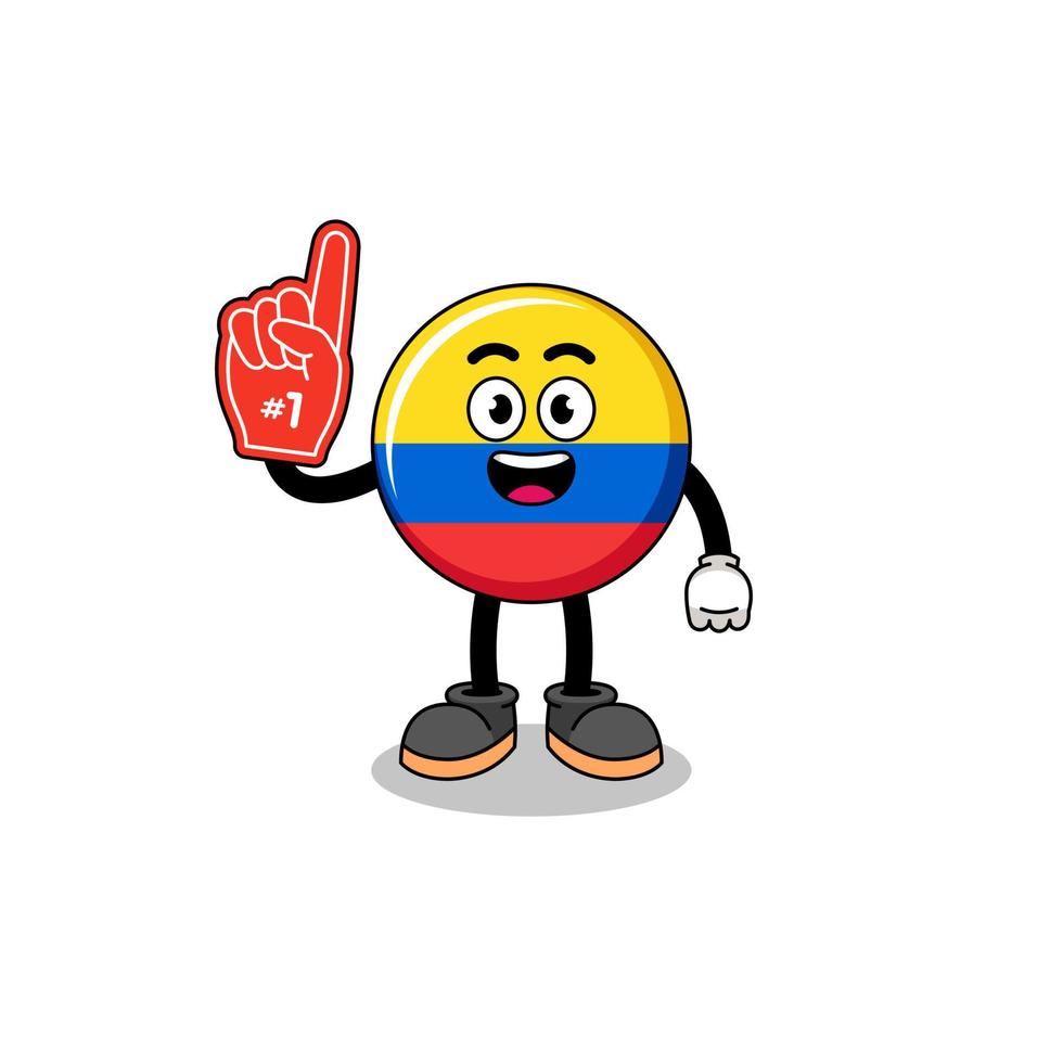 Cartoon mascot of colombia flag number 1 fans vector