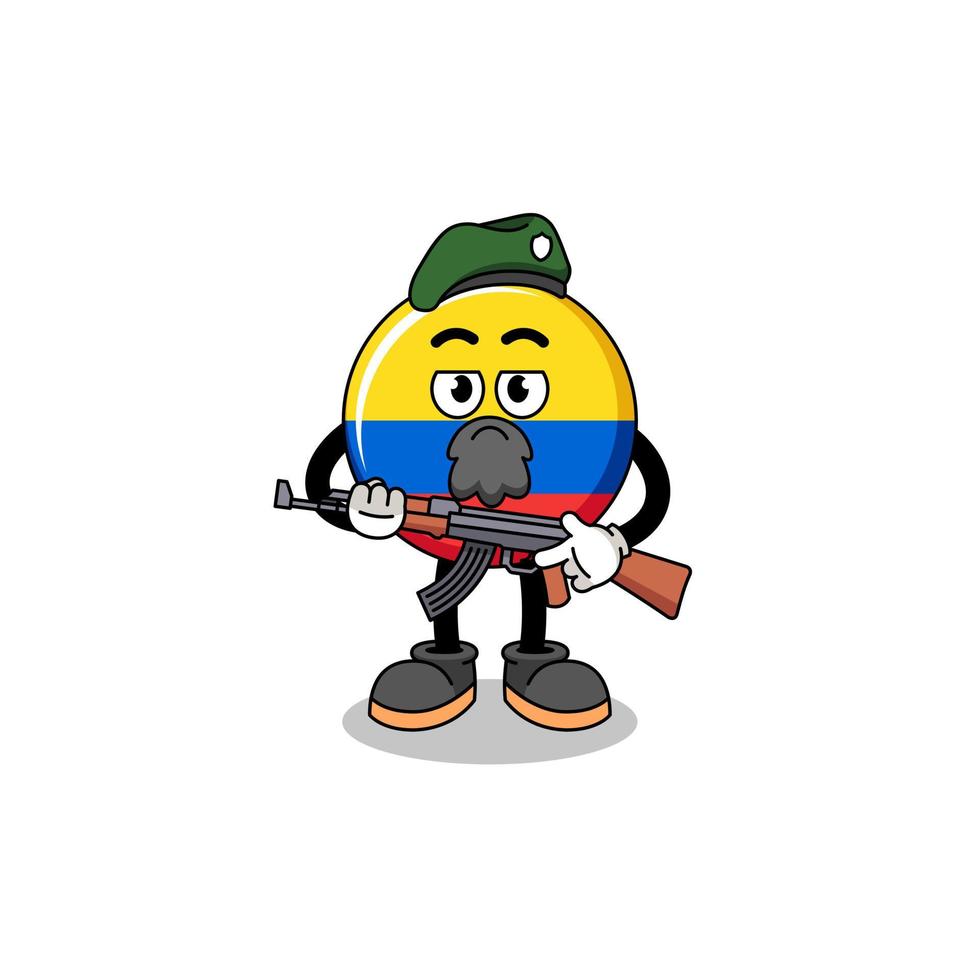 caricatura de personaje de la bandera de colombia como fuerza especial vector