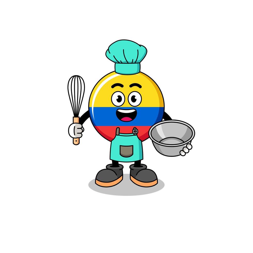 Illustration of colombia flag as a bakery chef vector